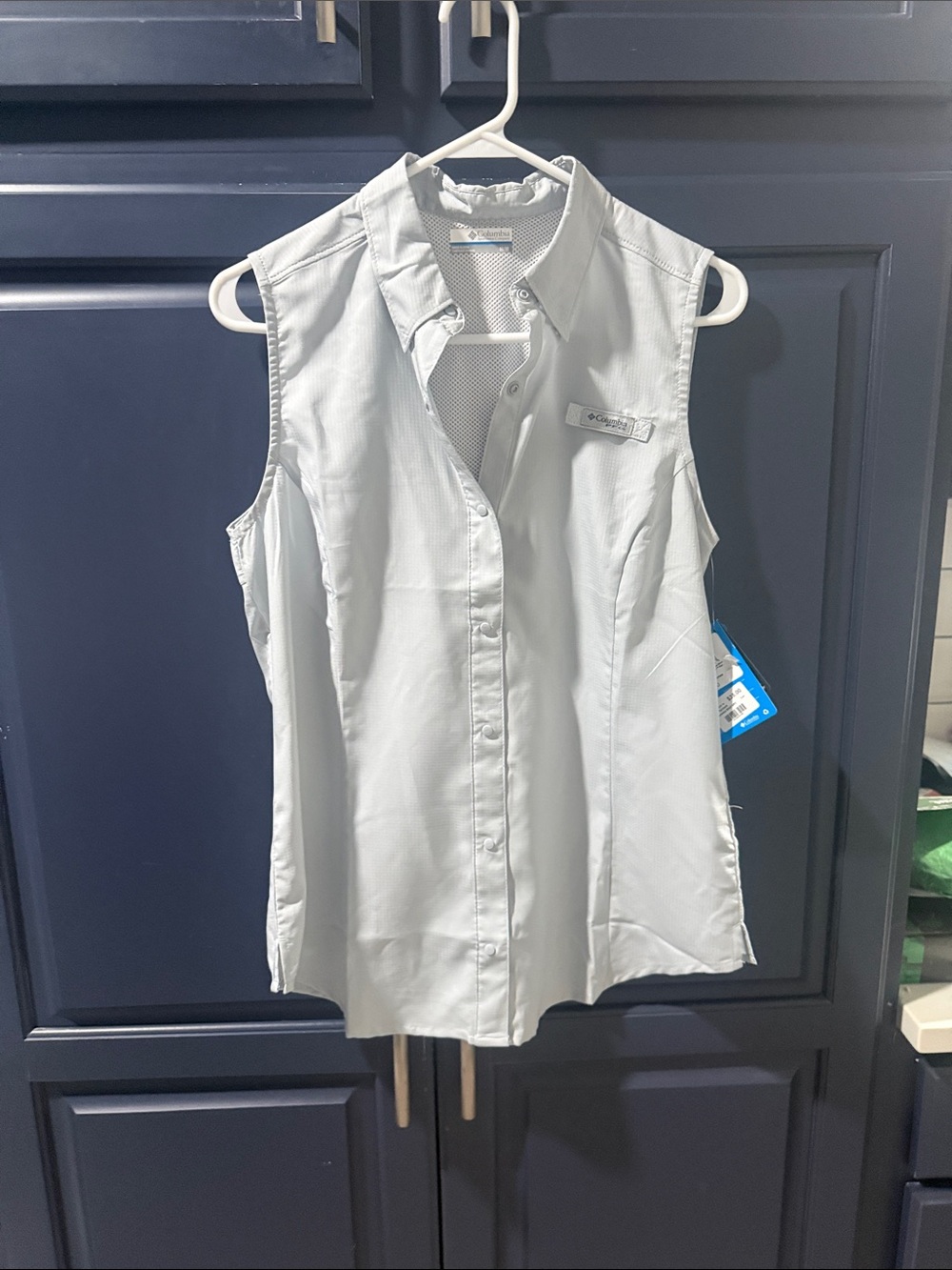 NET Columbia Women's Light Gray Sleeveless Button-Front Top Size Medium